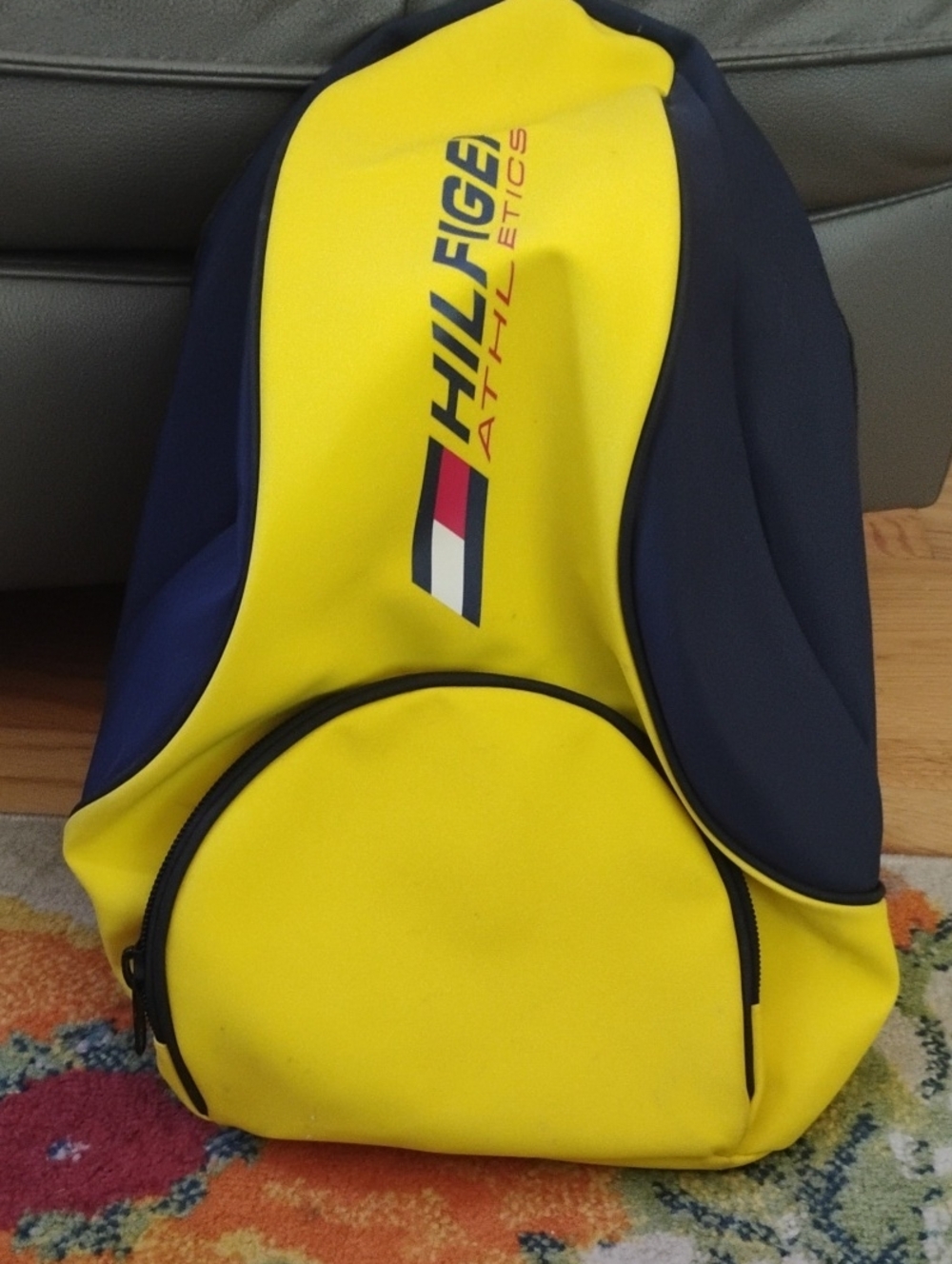 Vintage 90s Tommy Hilfiger Yellow and Navy Athletic Backpack